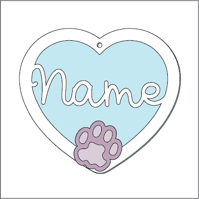 HB042 - MDF Hanging Heart - Pet Paw Print Themed with Choice of Wording - 2 Fonts -  Cat Paw - Olifantjie - Wooden - MDF - Lasercut - Blank - Craft - Kit - Mixed Media - UK