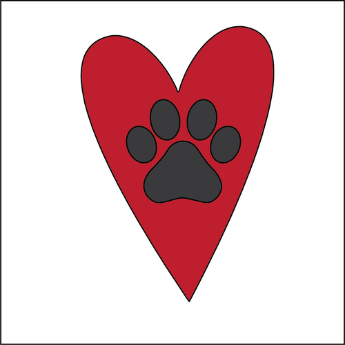 NO340 - MDF Magnet Size 8cm Heart Paw - Olifantjie - Wooden - MDF - Lasercut - Blank - Craft - Kit - Mixed Media - UK