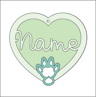 HB0456- MDF Hanging Heart - Pet Paw Print Themed with Choice of Wording - 2 Fonts - Guinea Pig Paw - Olifantjie - Wooden - MDF - Lasercut - Blank - Craft - Kit - Mixed Media - UK
