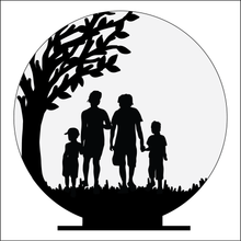 OL4942 - MDF Silhouette People Family - 4 or more People Themed Circle - Freestanding or Hanging/no holes - Acrylic white, or clear or MDF Circle - Olifantjie - Wooden - MDF - Lasercut - Blank - Craft - Kit - Mixed Media - UK