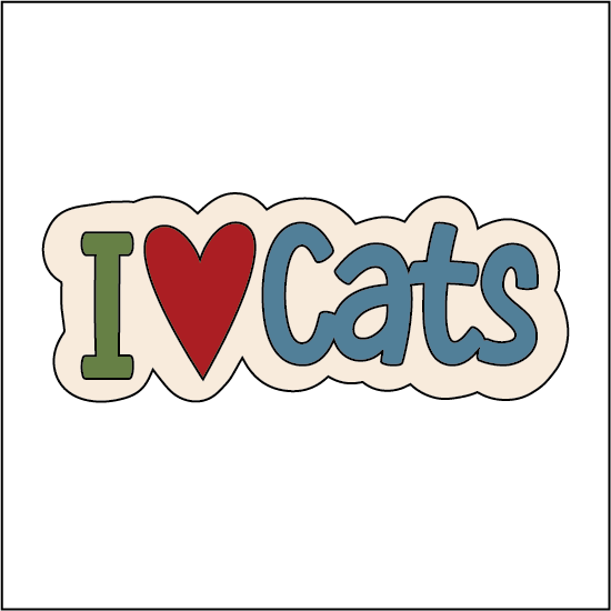 NO355 - MDF Magnet Size 8cm I heart Cats - Olifantjie - Wooden - MDF - Lasercut - Blank - Craft - Kit - Mixed Media - UK