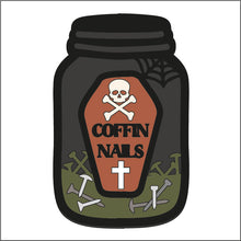 OL2139 - MDF Halloween Jar - Coffin Nails - Olifantjie - Wooden - MDF - Lasercut - Blank - Craft - Kit - Mixed Media - UK