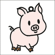 OL1779 - MDF  doodle Farm hanging - Pig Style 1 - Olifantjie - Wooden - MDF - Lasercut - Blank - Craft - Kit - Mixed Media - UK