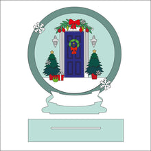 OL2591 - MDF Christmas Front Door Scene Freestanding Snowglobe - Olifantjie - Wooden - MDF - Lasercut - Blank - Craft - Kit - Mixed Media - UK