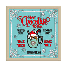 OL2393 - MDF Farmhouse Doodle Christmas  - Square layered Plaque -  Hot Chocolate Bar Female Gonk - Olifantjie - Wooden - MDF - Lasercut - Blank - Craft - Kit - Mixed Media - UK