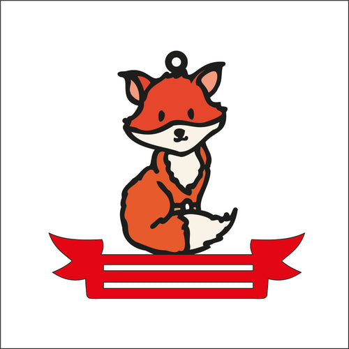 OL2605 - MDF Note Holder - Fox 1 - with additional banner - Olifantjie - Wooden - MDF - Lasercut - Blank - Craft - Kit - Mixed Media - UK