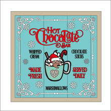 OL2394 - MDF Farmhouse Doodle Christmas  - Square layered Plaque -  Hot Chocolate Bar Male Gonk - Olifantjie - Wooden - MDF - Lasercut - Blank - Craft - Kit - Mixed Media - UK