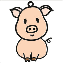 OL1781 - MDF  doodle Farm hanging - Pig Style 3 - Olifantjie - Wooden - MDF - Lasercut - Blank - Craft - Kit - Mixed Media - UK