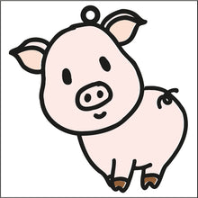 OL1782 - MDF  doodle Farm hanging - Pig Style 4 - Olifantjie - Wooden - MDF - Lasercut - Blank - Craft - Kit - Mixed Media - UK