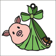 OL1783 - MDF  doodle Farm hanging - Pig - Piglet - Olifantjie - Wooden - MDF - Lasercut - Blank - Craft - Kit - Mixed Media - UK
