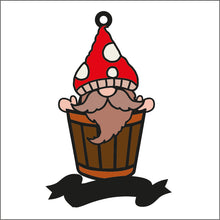 OL2214 - MDF Doodle Woodland Gonk Gnome Hanging - Mushroom / Toadstool Barrel - with or without banner - Olifantjie - Wooden - MDF - Lasercut - Blank - Craft - Kit - Mixed Media - UK