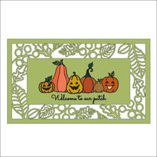 OL1914 - MDF Halloween Doodles - Pumpkin Patch Plaque with Leaf Frame - Olifantjie - Wooden - MDF - Lasercut - Blank - Craft - Kit - Mixed Media - UK