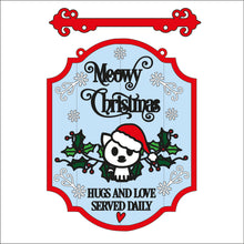 OL2398 - MDF Farmhouse Doodle Christmas - Hanging Sign Layered Plaque - Meowy Christmas Cat - Olifantjie - Wooden - MDF - Lasercut - Blank - Craft - Kit - Mixed Media - UK
