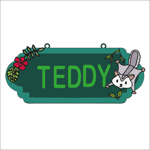 SS177 - MDF Doodle Woodland Animal - Sugar Glider Personalised Street Sign - Large (12 letters) - Olifantjie - Wooden - MDF - Lasercut - Blank - Craft - Kit - Mixed Media - UK