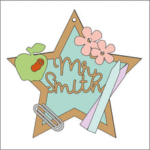 ST011 - MDF Hanging Star - Teacher Theme Decoration with Choice of Wording - 2 Fonts - Olifantjie - Wooden - MDF - Lasercut - Blank - Craft - Kit - Mixed Media - UK
