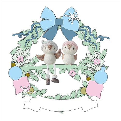 OL2576 - MDF 3d Large Christmas bauble with Ceramic Owls- choice of colours - Olifantjie - Wooden - MDF - Lasercut - Blank - Craft - Kit - Mixed Media - UK