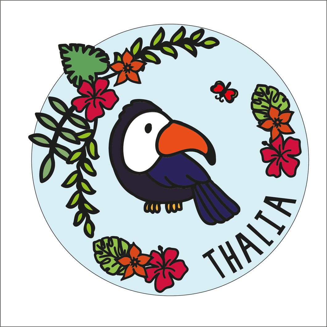 OL1738 - MDF Doodle Jungle -  Toucan plaque personalised - Olifantjie - Wooden - MDF - Lasercut - Blank - Craft - Kit - Mixed Media - UK