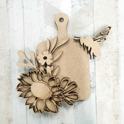 OL722 - MDF Mini Chopping Board  - Sunflowers - Olifantjie - Wooden - MDF - Lasercut - Blank - Craft - Kit - Mixed Media - UK