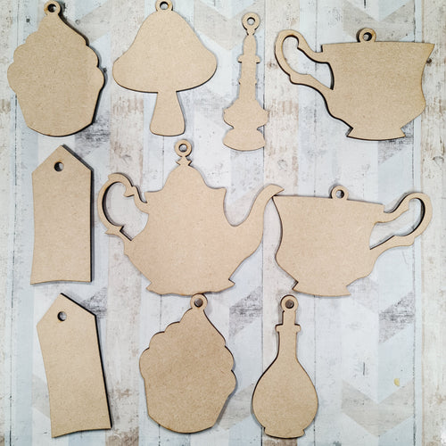 Sale OL911 - MDF Alice in Wonderland Plain Bunting - Teaparty Theme - Olifantjie - Wooden - MDF - Lasercut - Blank - Craft - Kit - Mixed Media - UK