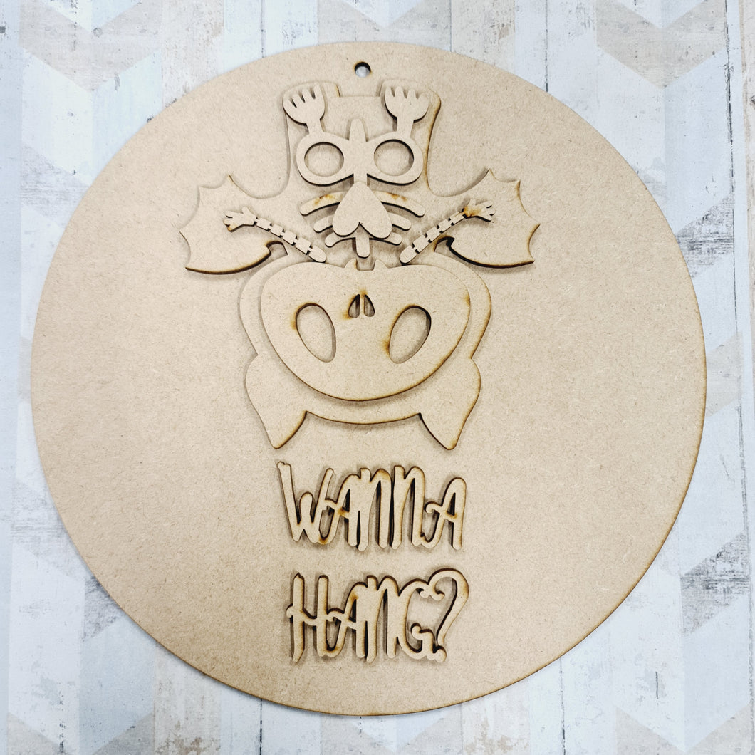 Sale OL916 - MDF Skeleton Bat ‘wanna hang’ plaque - Olifantjie - Wooden - MDF - Lasercut - Blank - Craft - Kit - Mixed Media - UK