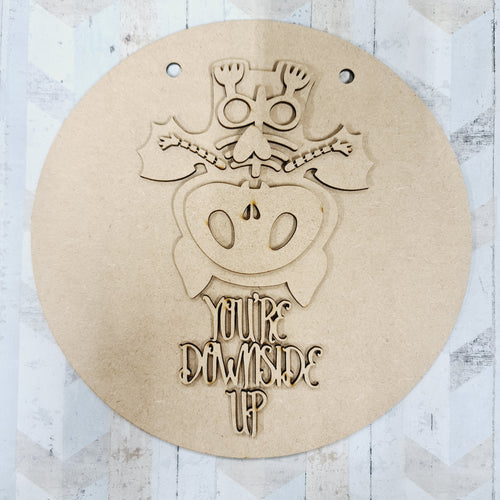Sale OL917 - MDF Skeleton Bat ‘you’re upside down’ plaque - Olifantjie - Wooden - MDF - Lasercut - Blank - Craft - Kit - Mixed Media - UK