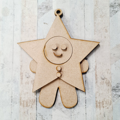 OL1143 - MDF Fancy Dress Gingerbread - Star - Olifantjie - Wooden - MDF - Lasercut - Blank - Craft - Kit - Mixed Media - UK