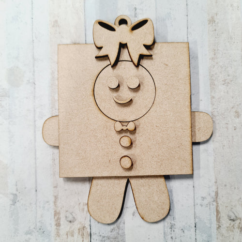 OL1141 - MDF Fancy Dress Gingerbread - Present - Olifantjie - Wooden - MDF - Lasercut - Blank - Craft - Kit - Mixed Media - UK