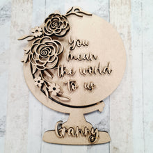 OL1190 - MDF Personalised Globe Decoration, choice of wording  - Pretty Flowers - Olifantjie - Wooden - MDF - Lasercut - Blank - Craft - Kit - Mixed Media - UK