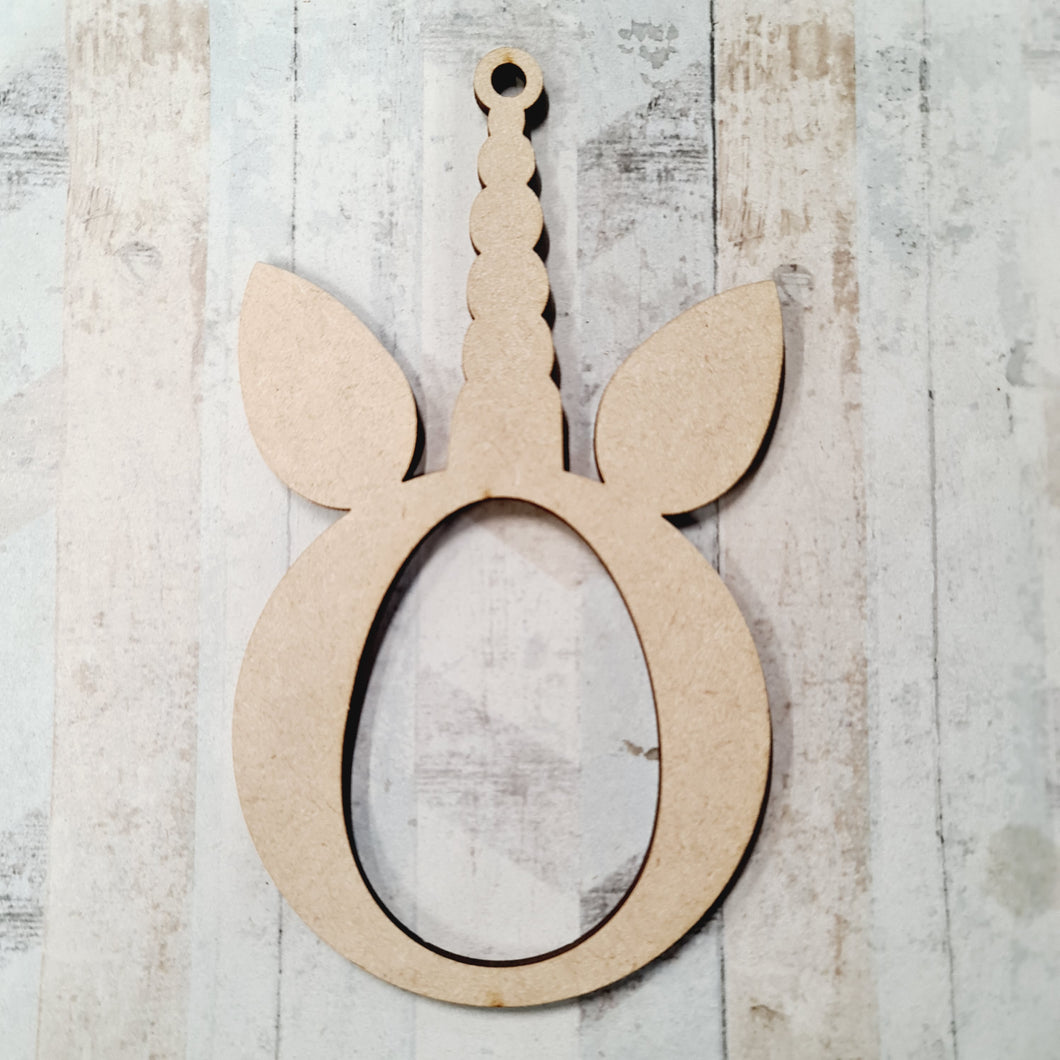 OL1242 - MDF Kinder Egg Hanging Bauble - Unicorn - Olifantjie - Wooden - MDF - Lasercut - Blank - Craft - Kit - Mixed Media - UK