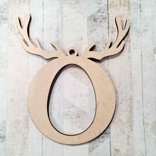 OL1245 - MDF Kinder Egg Hanging Bauble - Reindeer Horns - Olifantjie - Wooden - MDF - Lasercut - Blank - Craft - Kit - Mixed Media - UK