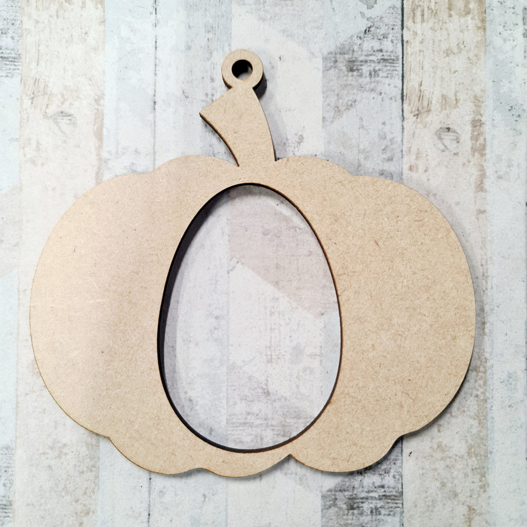 OL1235 - MDF Kinder Egg Hanging Bauble - Pumpkin - Olifantjie - Wooden - MDF - Lasercut - Blank - Craft - Kit - Mixed Media - UK