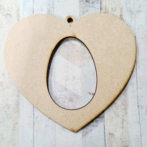 OL1246 - MDF Kinder Egg Hanging Bauble - Heart - Olifantjie - Wooden - MDF - Lasercut - Blank - Craft - Kit - Mixed Media - UK