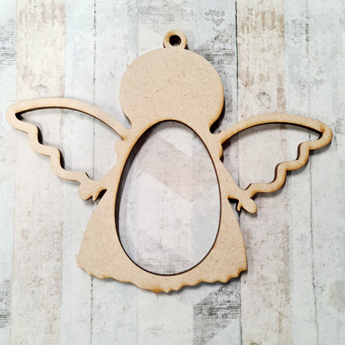 OL1247 - MDF Kinder Egg Hanging Bauble - Angel - Olifantjie - Wooden - MDF - Lasercut - Blank - Craft - Kit - Mixed Media - UK