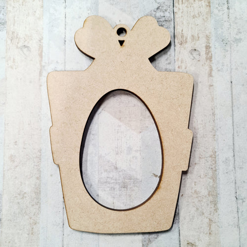 OL1241 - MDF Kinder Egg Hanging Bauble - Present - Olifantjie - Wooden - MDF - Lasercut - Blank - Craft - Kit - Mixed Media - UK