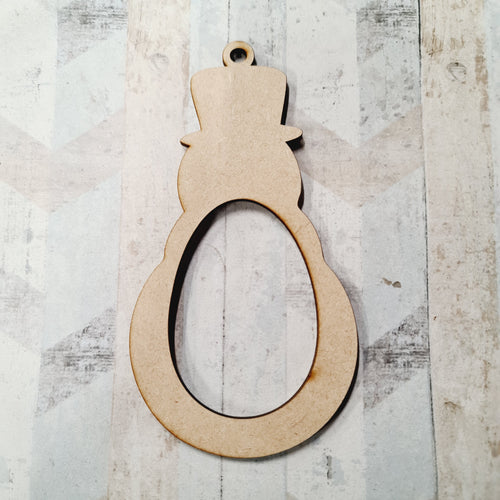 OL1240 - MDF Kinder Egg Hanging Bauble - Snowman - Olifantjie - Wooden - MDF - Lasercut - Blank - Craft - Kit - Mixed Media - UK