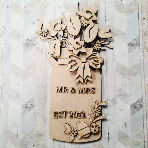 OL1194 - MDF Personalised Family Large Floral Milk Churn - Spring Easter - Olifantjie - Wooden - MDF - Lasercut - Blank - Craft - Kit - Mixed Media - UK