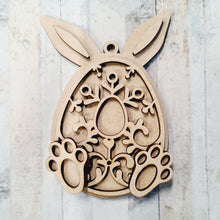 OL1168 - MDF Hanging Initial Easter Bunny Egg Cookie Bauble  hanging - optional add on banner - Olifantjie - Wooden - MDF - Lasercut - Blank - Craft - Kit - Mixed Media - UK