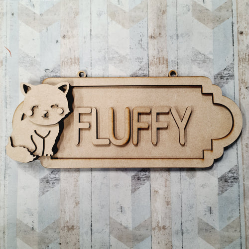 SS140 - MDF Cute Cat Theme Personalised Street Sign - Large (12 letters) - Olifantjie - Wooden - MDF - Lasercut - Blank - Craft - Kit - Mixed Media - UK