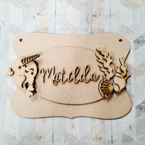 OP061 - MDF Narwhal  Themed Personalised Plaque - Olifantjie - Wooden - MDF - Lasercut - Blank - Craft - Kit - Mixed Media - UK