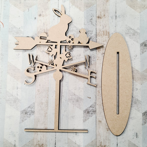 OL1285 - MDF Freestanding Easter  weather vane - Olifantjie - Wooden - MDF - Lasercut - Blank - Craft - Kit - Mixed Media - UK