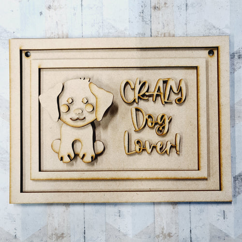 OL1317 - MDF  ‘Crazy Dog Lover’ Sign - Olifantjie - Wooden - MDF - Lasercut - Blank - Craft - Kit - Mixed Media - UK