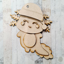 OL1299 - MDF Axolotl - eyelashes Santa hat - Olifantjie - Wooden - MDF - Lasercut - Blank - Craft - Kit - Mixed Media - UK