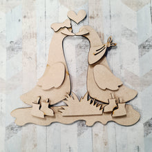 SJ518 -  MDF Sarah Jane Kissing Geese - Olifantjie - Wooden - MDF - Lasercut - Blank - Craft - Kit - Mixed Media - UK