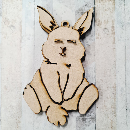 OL1375 - MDF Cute Bunny - Optional Hanging - Style 1 - Olifantjie - Wooden - MDF - Lasercut - Blank - Craft - Kit - Mixed Media - UK