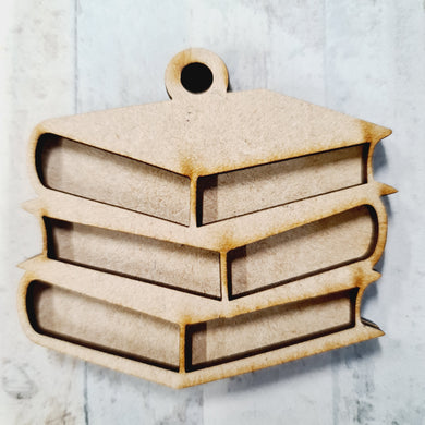 OL1368 - MDF Stack of Books Hanging - Olifantjie - Wooden - MDF - Lasercut - Blank - Craft - Kit - Mixed Media - UK