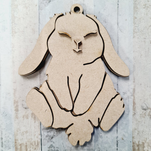 OL1376 - MDF Cute Bunny - Optional Hanging - Style 2 - Olifantjie - Wooden - MDF - Lasercut - Blank - Craft - Kit - Mixed Media - UK