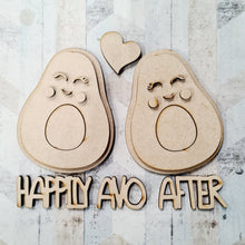OL1360 - MDF Cute Kawaii Avocado Couple - Different Eye options - ‘Happily Avo After’ - Olifantjie - Wooden - MDF - Lasercut - Blank - Craft - Kit - Mixed Media - UK