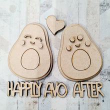 OL1360 - MDF Cute Kawaii Avocado Couple - Different Eye options - ‘Happily Avo After’ - Olifantjie - Wooden - MDF - Lasercut - Blank - Craft - Kit - Mixed Media - UK