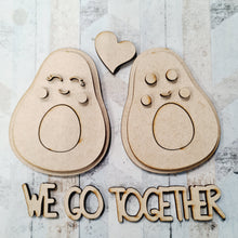 OL1362 - MDF Cute Kawaii Avocado Couple - Different Eye options - ‘We Go Together’ - Olifantjie - Wooden - MDF - Lasercut - Blank - Craft - Kit - Mixed Media - UK