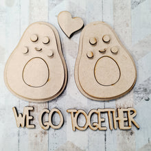 OL1362 - MDF Cute Kawaii Avocado Couple - Different Eye options - ‘We Go Together’ - Olifantjie - Wooden - MDF - Lasercut - Blank - Craft - Kit - Mixed Media - UK